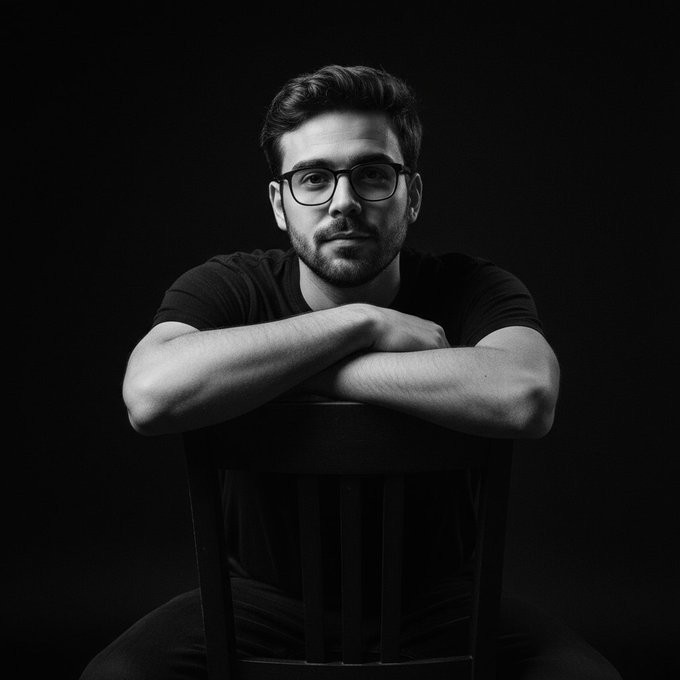 Cinematic black and white portrait