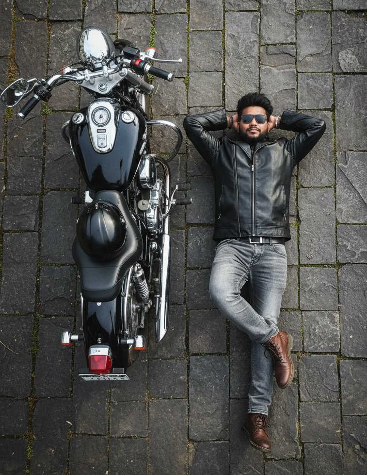Top-down motorcycle portrait
